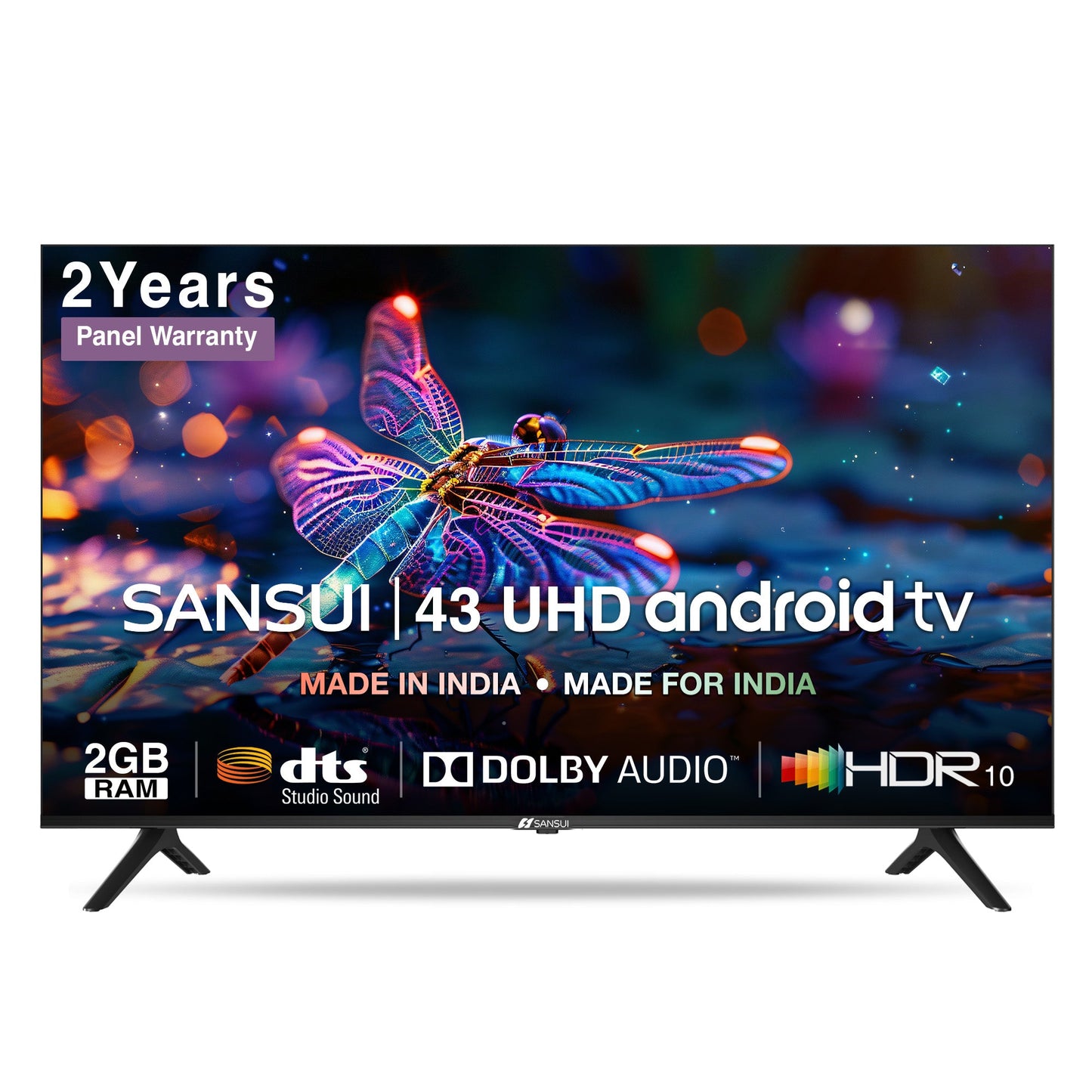 Sansui 109cm (43 inches) Ultra HD (4K) Android TV with Bezel-less Design, Wide Viewing, HDR10 & Dolby Audio