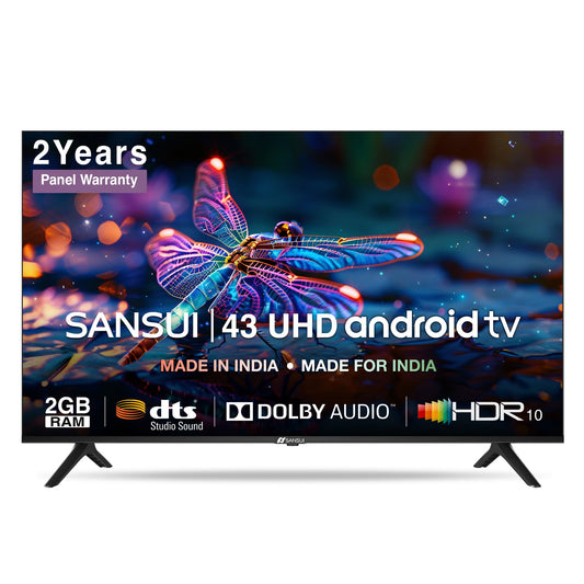 Sansui 109cm (43 inches) Ultra HD (4K) Android TV with Bezel-less Design, Wide Viewing, HDR10 & Dolby Audio