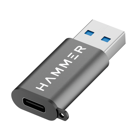 HAMMER USB Type C Female to USB Male OTG Adapter with 5 Gbps High-Speed Data Transfer (Grey)