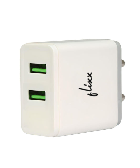 Flixx Mobile Wall Charger with Dual USB Output (2.1 Amp, White)