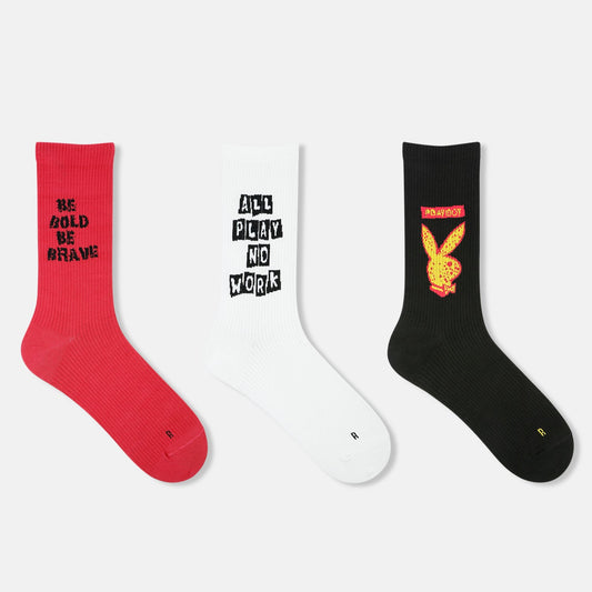 Men’s Playboy Themed Ribbed Crew Socks