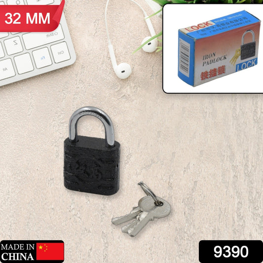 Thickened Black Iron Padlock – Brass Core, Waterproof, Anti-Theft (75/60/32mm)