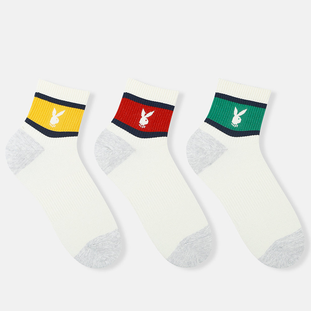Men’s Playboy Themed Ribbed High Ankle Socks