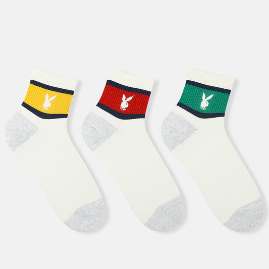Men’s Playboy Themed Ribbed High Ankle Socks