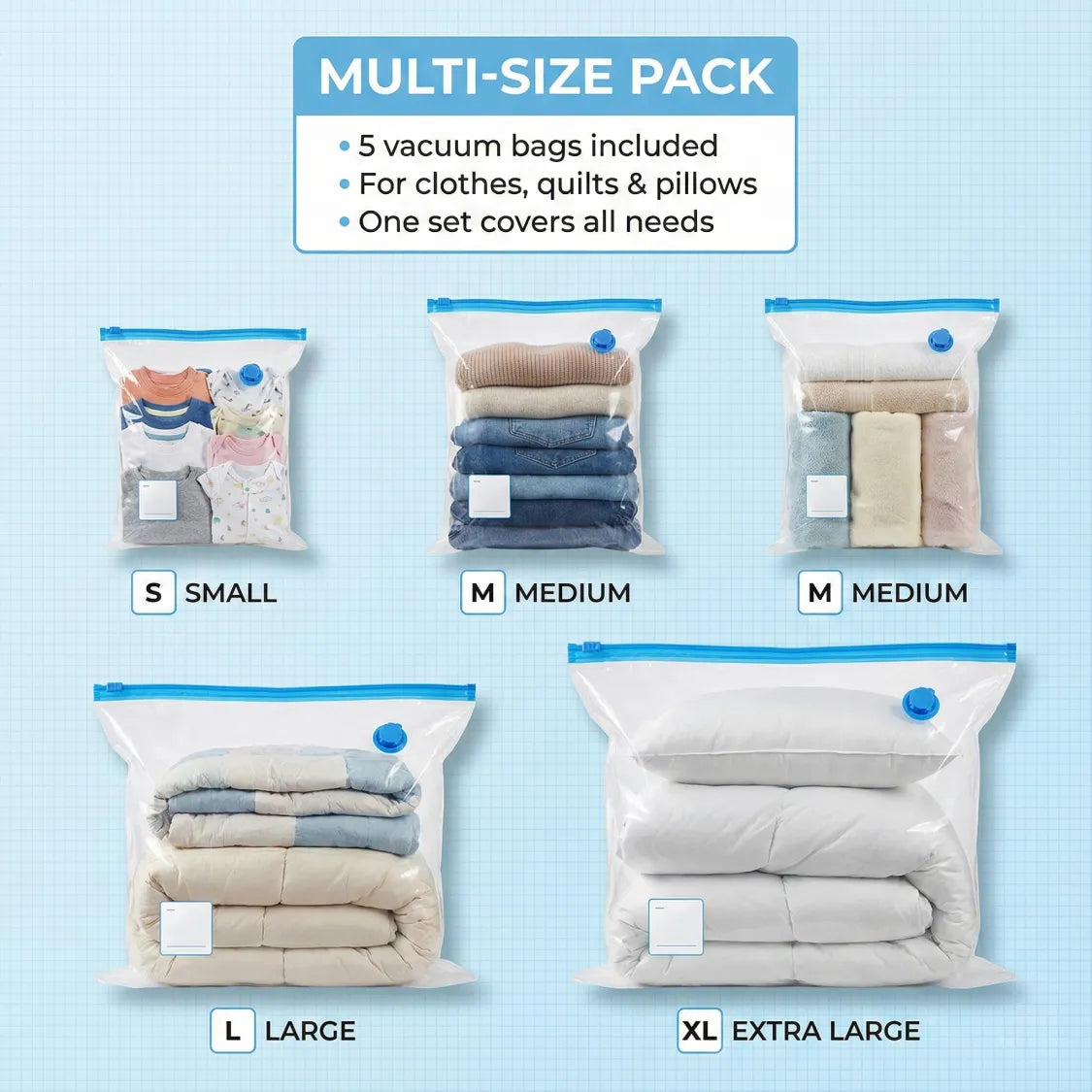 Vacuum Storage Bags, Compression Bags (5 Pcs Set)