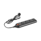 4 Socket Extension Board with 2 Metre Wire (Black)