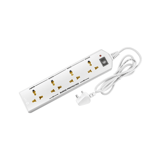 4 Socket Extension Board with 2 Metre Wire (White)