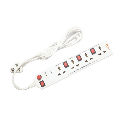 4x4 Socket Extension Board with 2 Metre Wire (White)
