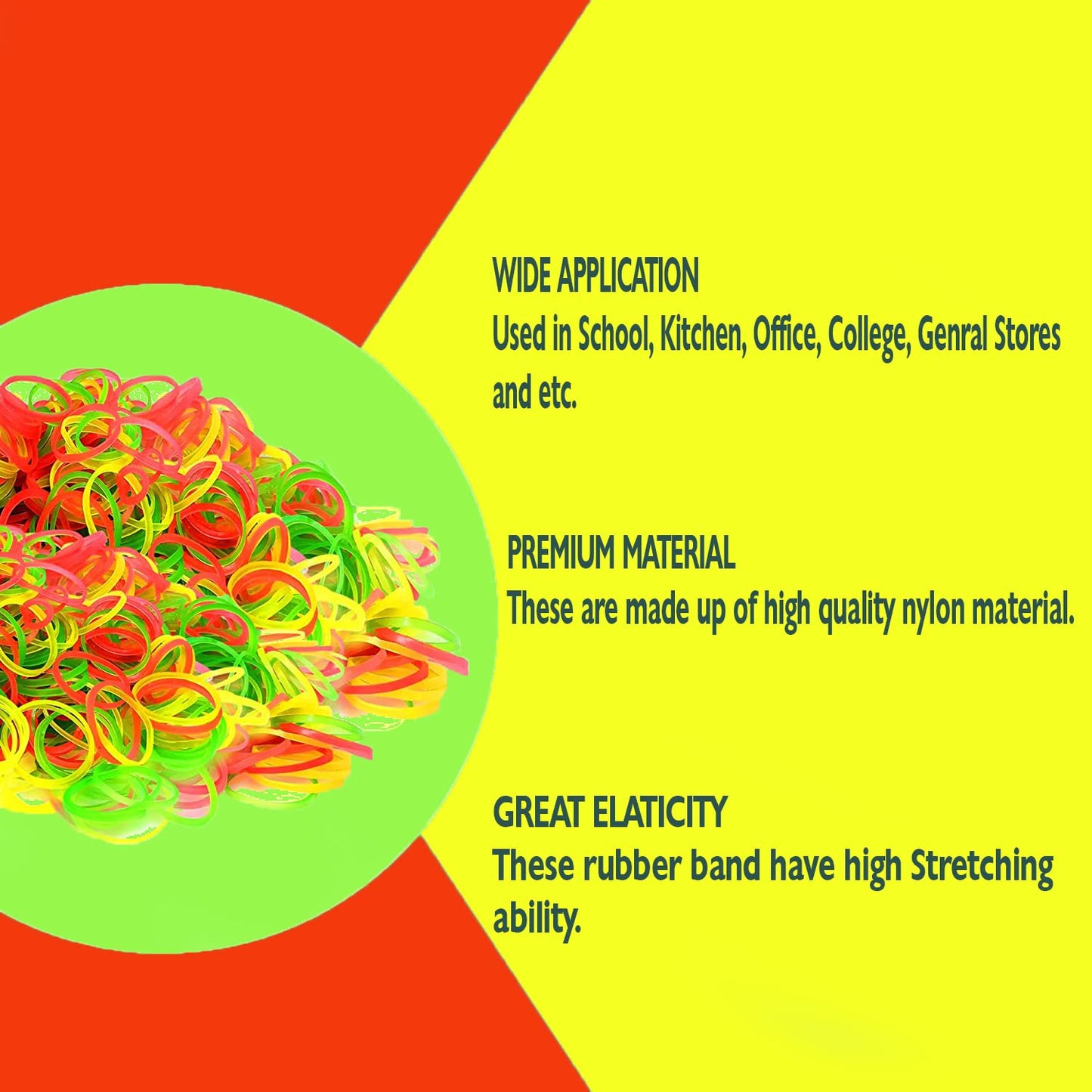 Strong & Reusable Rubber Bands: Multicolor for Office, Home & School, Hair accessories