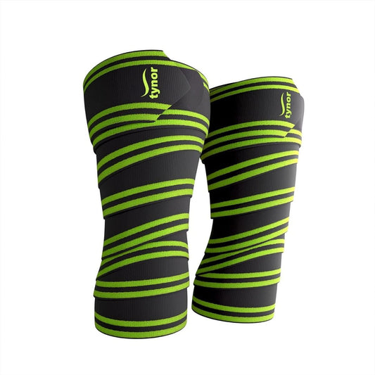 Tynor Weight Lifting Knee Wrap, Black & Green, Universal, Pack of 2