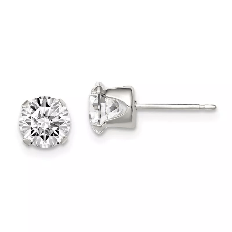 925 Silver White Zircon Stud Earrings