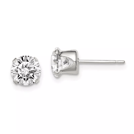 925 Silver White Zircon Stud Earrings