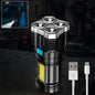 Multifunctional Strong 4 LED Torch Light, Portable Rechargeable Flashlight Long Distance Beam Range 800 Lumens COB Light 4 Mode Emergency for Hiking, Walking, Camping (4 LED Torch)