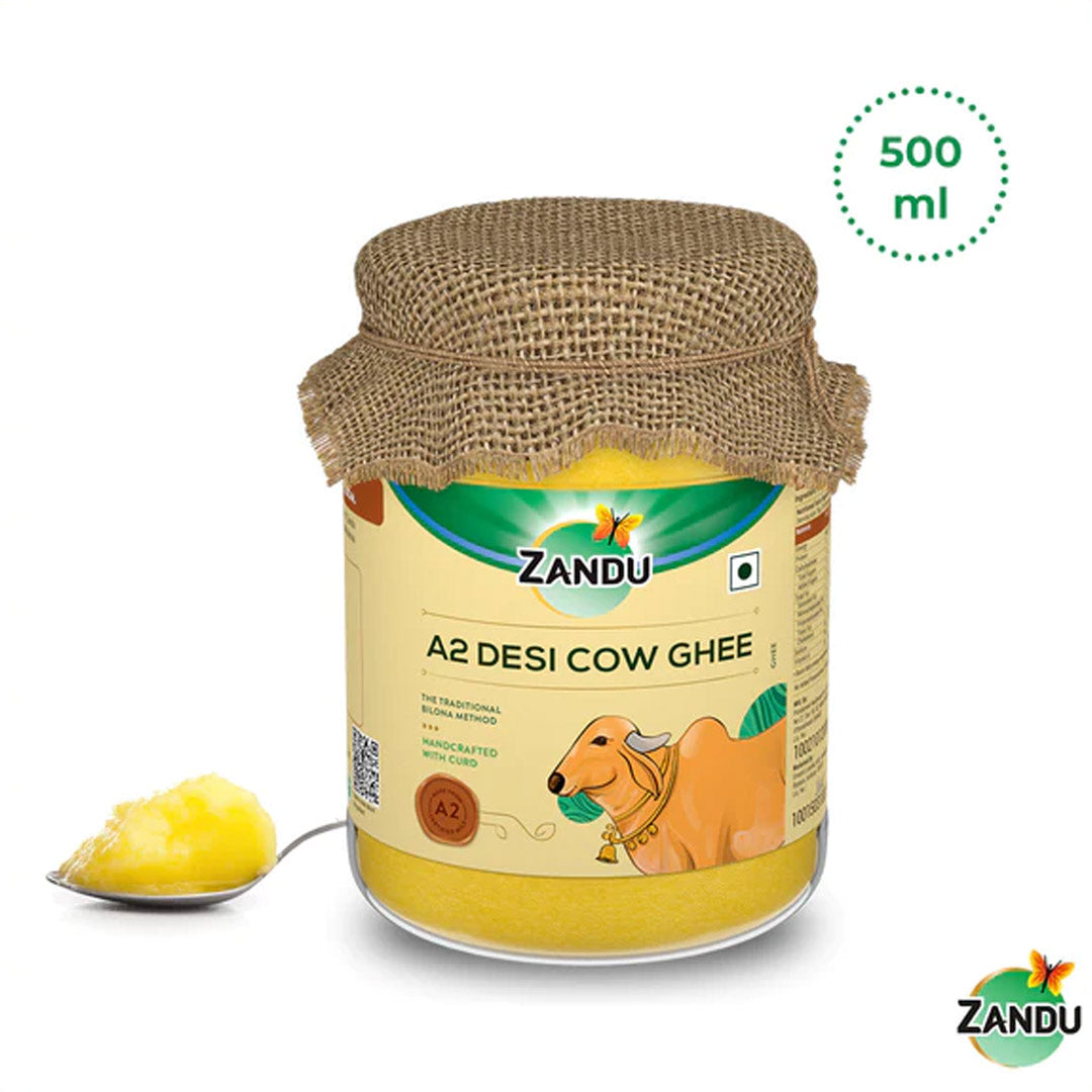Pure A2 Desi Cow Ghee | Made Using Traditional Bilona Method, Rich in Nutrients (500ml)