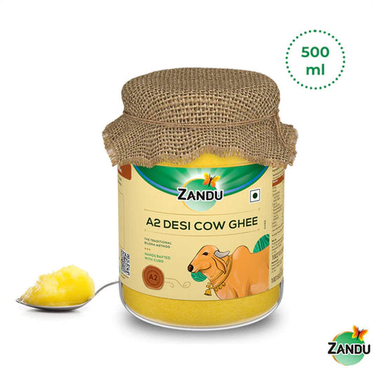 Pure A2 Desi Cow Ghee | Made Using Traditional Bilona Method, Rich in Nutrients (500ml)