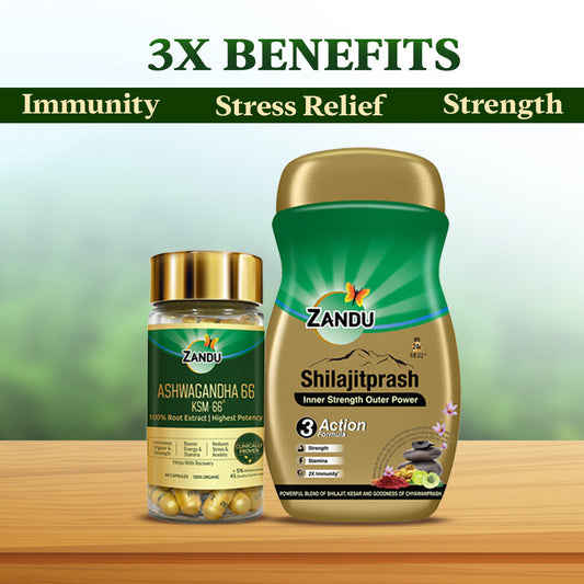 Ashwagandha KSM-66 (60 Caps) + Sheelajetprash (900g) | 2X Immunity, Strength & Stress Management | 100% Ayurvedic & Scientifically Tested