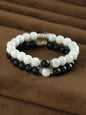 Black & White Beaded Link Bracelet for Men