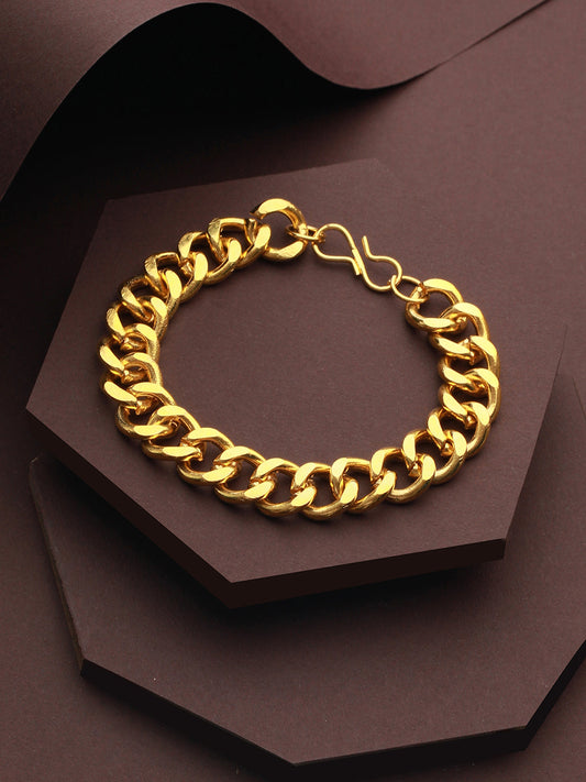 Bold by Priyaasi Solid Gold-Plated Curb-Link Chain Bracelet for Men
