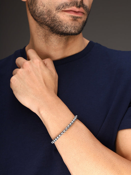 Bold By Priyaasi Men's Bracelet with Silver Plated Finish for Classic Style