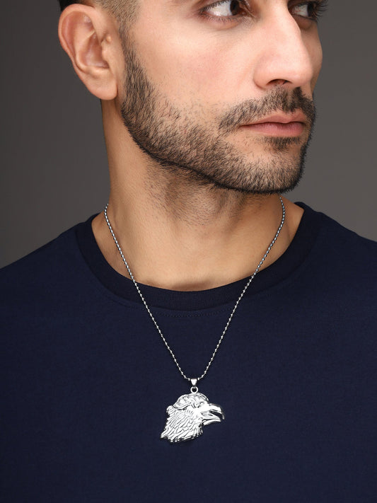 Bold By Priyaasi Majestic Eagle Face with Exquisite Silver-Plated Men's Chain