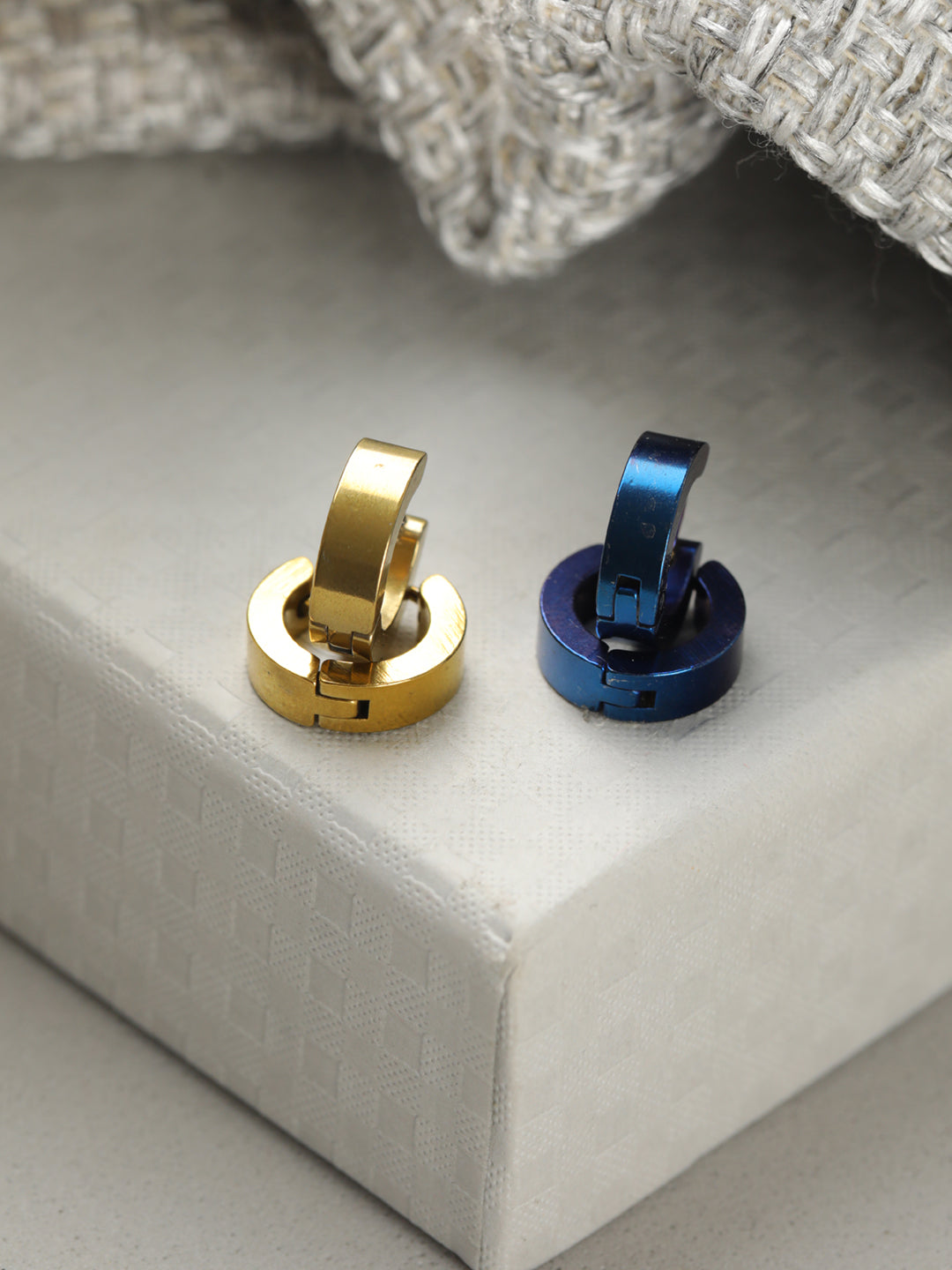 Black Gold-Plated Stud Earring Set for Men