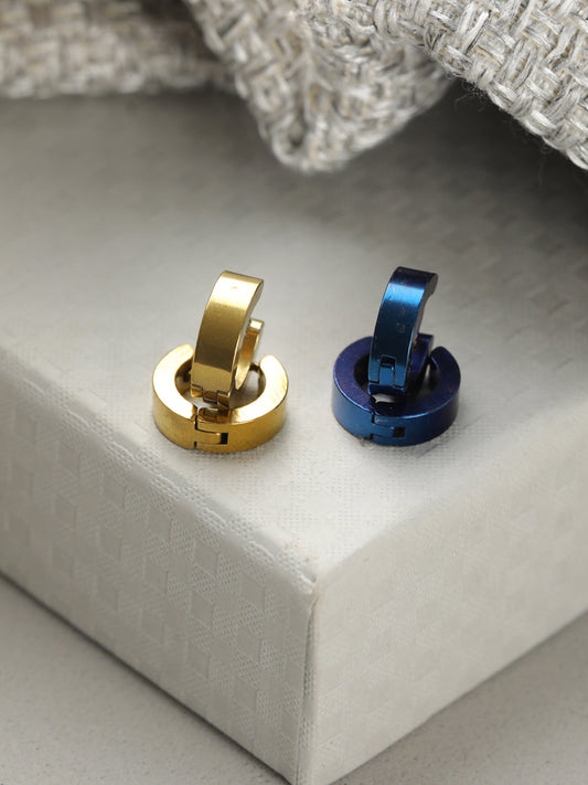 Black Gold-Plated Stud Earring Set for Men