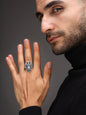 Bold By Priyaasi Silver-Plated Crown Adorned with Lion Face Ring