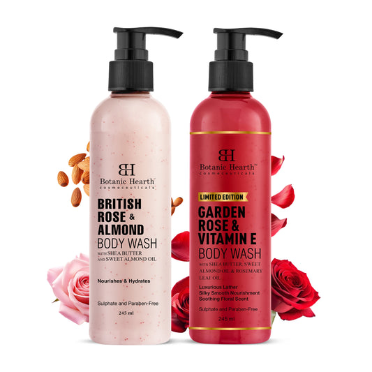 Garden Rose Vitamin E & British Rose Almond Bodywash Set (Pack of 2)