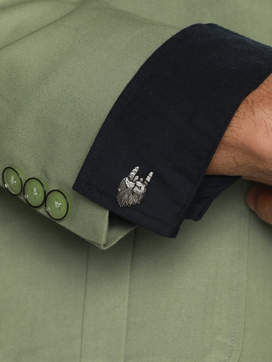 Bold by Priyaasi Yo Beardo Silver-Plated Cufflinks for Men