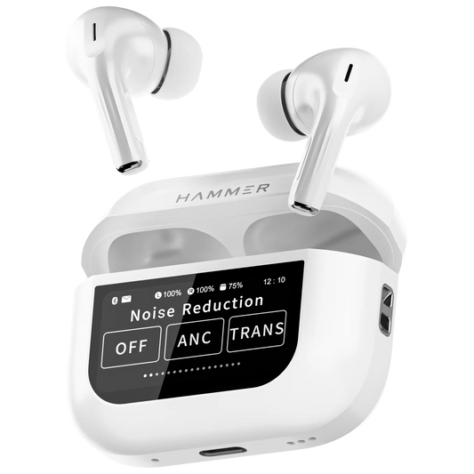 Hammer Screen TWS Bluetooth Earbuds with 32 db ANC + ENC and On Case Display