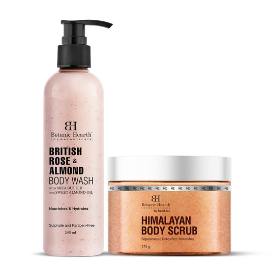British Rose with Almond Bodywash & Himalayan Scrub Combo (Set of 2)