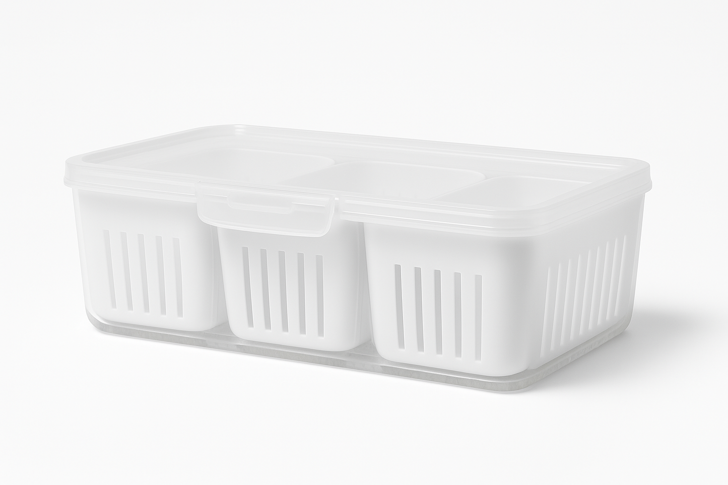Durable Plastic Kitchen Storage Container Set with Drain Baskets | Multipurpose Fridge & Freezer Organizer Box | Masala, Vegetables & Dry Goods Storage | Airtight & Easy to Clean