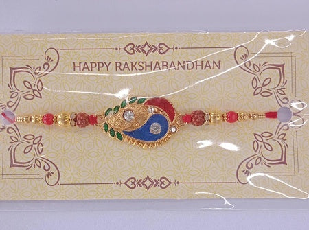 Colorfull Morpich Design Golden Rakhi