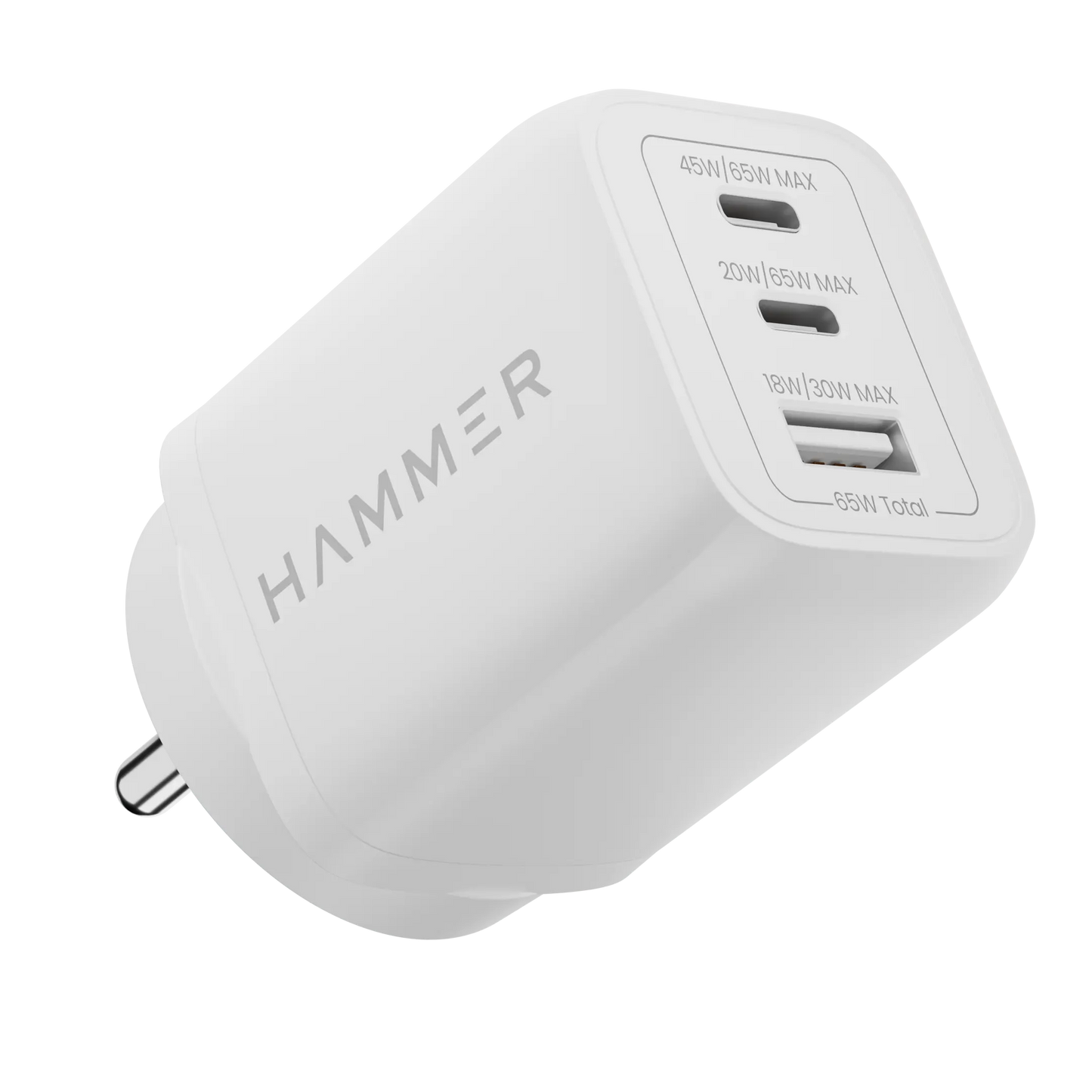 Hammer Gan Charger 65W Type C & USB Port Fast Charger