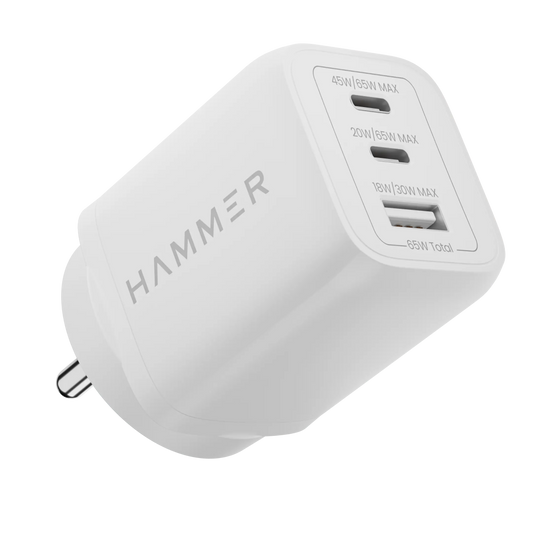 Hammer Gan Charger 65W Type C & USB Port Fast Charger