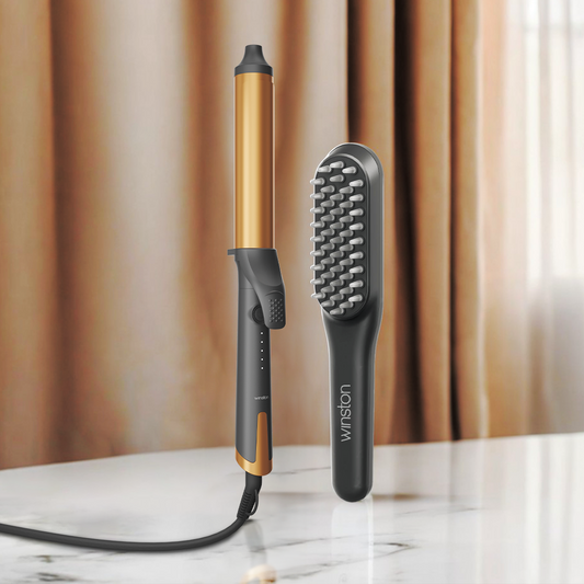 Hair Curling Tong & LED Comb Combo