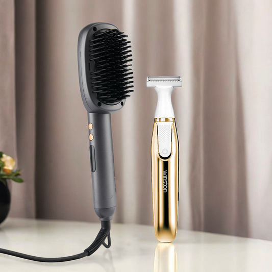 Hair Straightening Brush & 4 In 1 Bikini Trimmer Combo