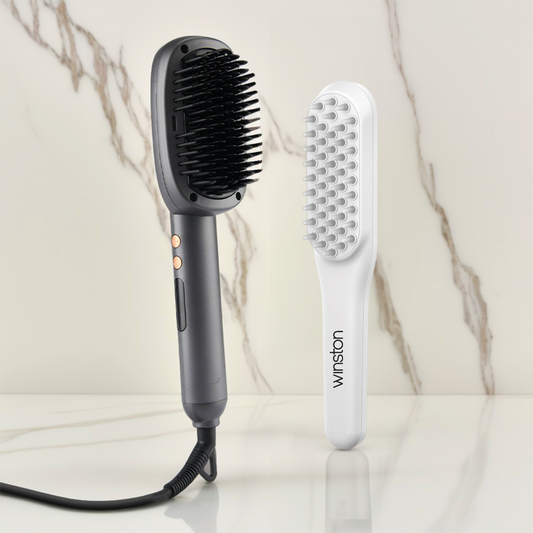 Hair Straightening Brush & LED Comb Combo