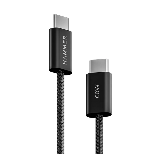 Hammer 60W Type C to C PD Fast Charging Braided 1.2 Meter Cable, Compatible with all C-Type Enabled Devices