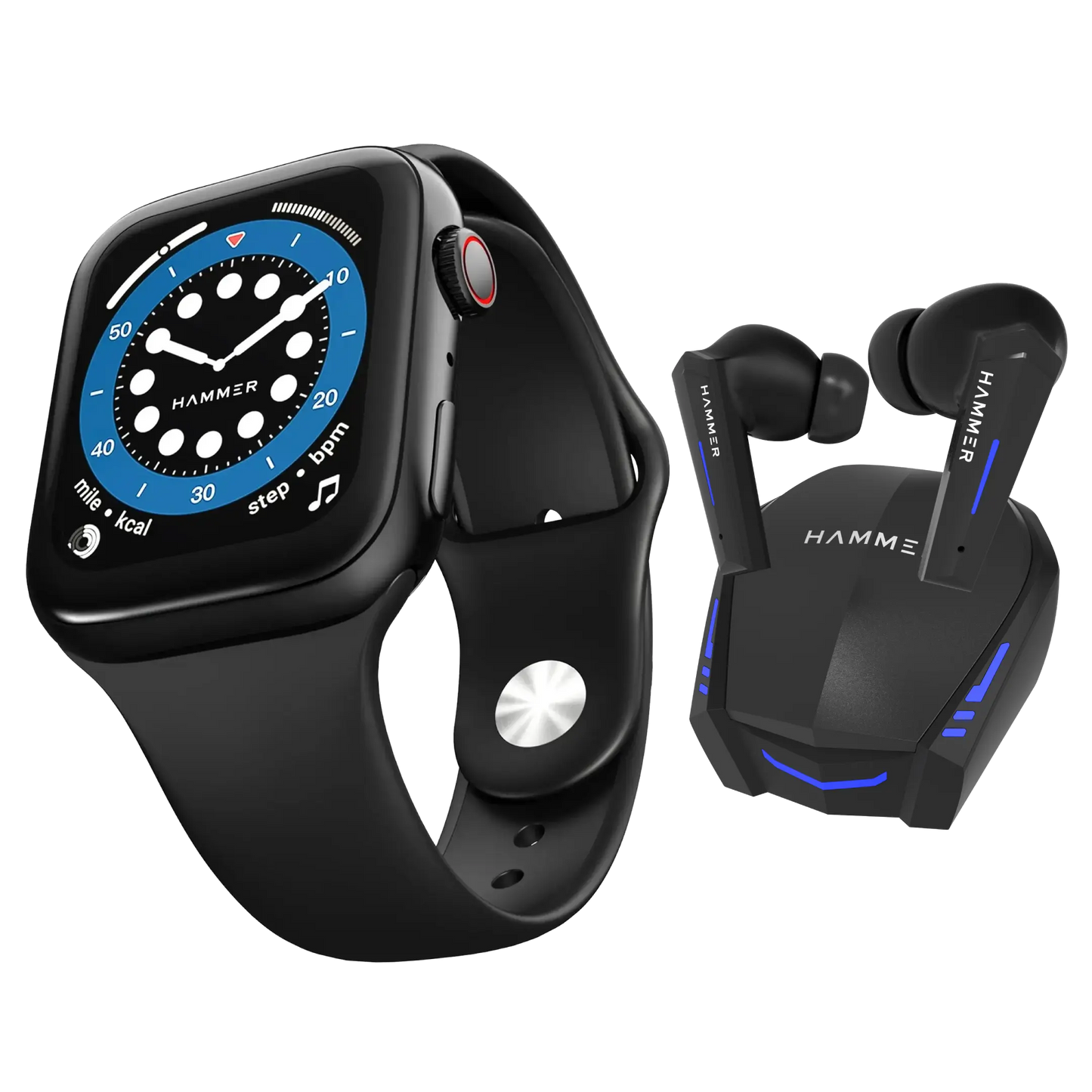 Hammer Ace 2.0 Bluetooth Calling Smartwatch & G-Shots Gaming TWS (Combo)