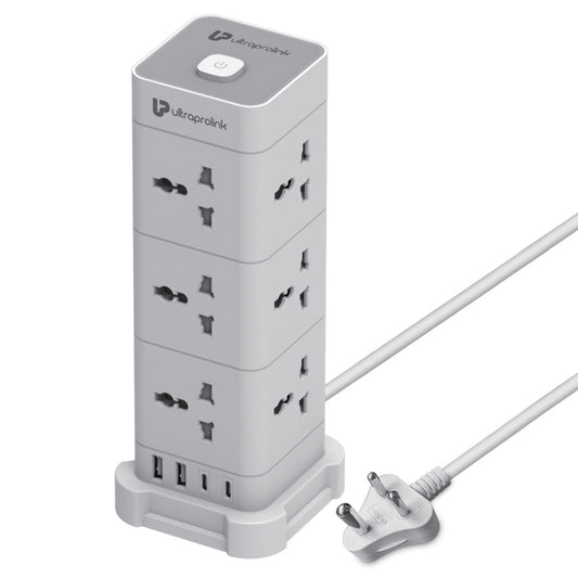 UltraProlink UM1190U Power Tower Surge Protector with 12 Sockets|2 USB-A ports|2 USB Type C Port