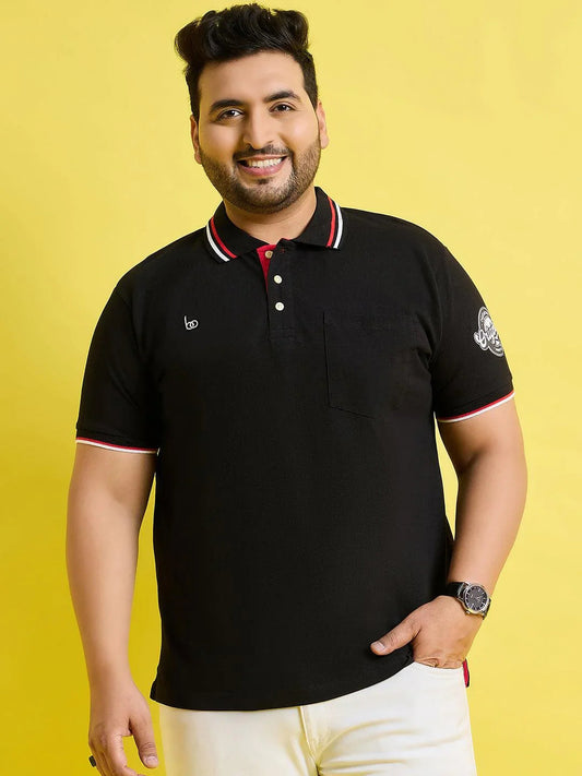 Men Plus Size Hink Solid Polo Tshirt