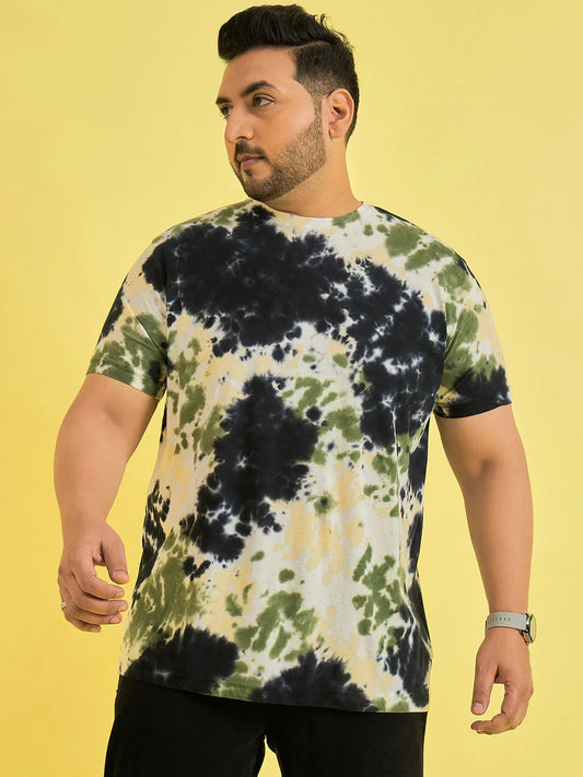 Men Plus Size Horizon Multicolor Printed Round Neck Tshirt