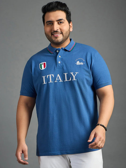Men Plus Size Italy Printed Polo Tshirt