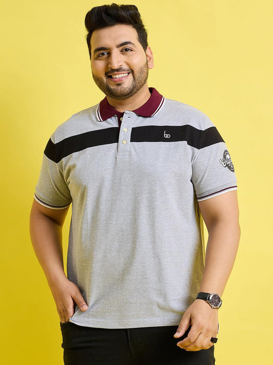 Men Plus Size Mercury Colorblock Polo Tshirt