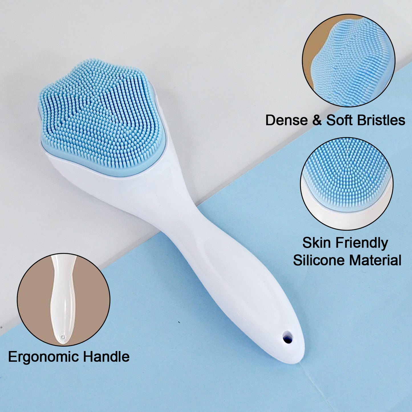 Silicone Face Scrubber Exfoliating Brush Manual Handheld Facial Cleansing Brush (1 Pc)