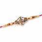 Elegant Floral Designer Rakhi With Gold-toned Beads  Red Thread