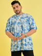 Men Plus Size Novation Sky blue Printed Round Neck Tshirt