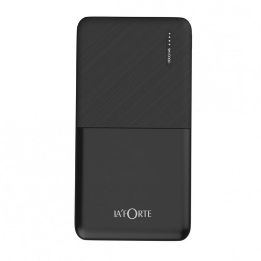 LA' FORTE 10000mAh 12W Lithium-Polymer Power Bank | Dual Input, Dual Output | Black, Type-C Cable Included