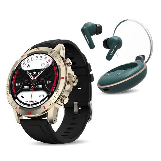 Hammer Luxor Bluetooth Smartwatch & Airflow Plus TWS Earbuds (Combo)